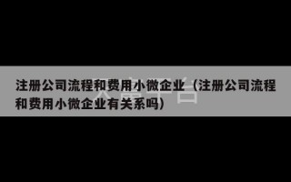 注册公司流程和费用小微企业（注册公司流程和费用小微企业有关系吗）