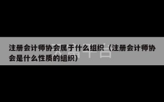 注册会计师协会属于什么组织（注册会计师协会是什么性质的组织）