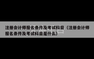 注册会计师报名条件及考试科目（注册会计师报名条件及考试科目是什么）