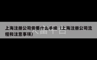 上海注册公司需要什么手续（上海注册公司流程和注意事项）