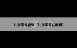 注册学号查询（注册学号在哪里）