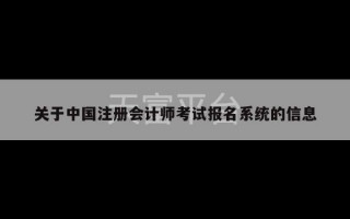 关于中国注册会计师考试报名系统的信息