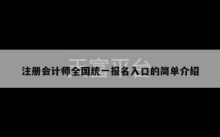 注册会计师全国统一报名入口的简单介绍