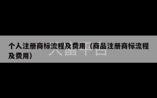 个人注册商标流程及费用（商品注册商标流程及费用）