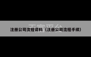 注册公司流程资料（注册公司流程手续）