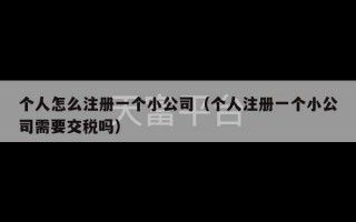 个人怎么注册一个小公司（个人注册一个小公司需要交税吗）