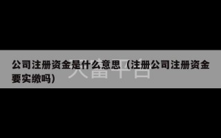 公司注册资金是什么意思（注册公司注册资金要实缴吗）