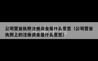 公司营业执照注册资金是什么意思（公司营业执照上的注册资金是什么意思）