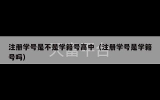 注册学号是不是学籍号高中（注册学号是学籍号吗）