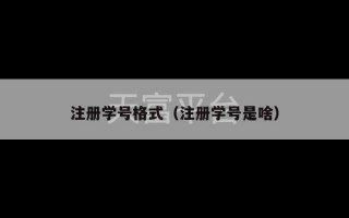 注册学号格式（注册学号是啥）