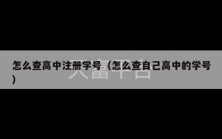 怎么查高中注册学号（怎么查自己高中的学号）