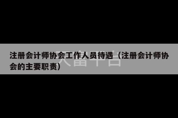 注册会计师协会工作人员待遇（注册会计师协会的主要职责）-第1张图片-天富注册【会员登录平台】天富服装