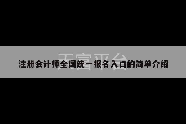 注册会计师全国统一报名入口的简单介绍-第1张图片-天富注册【会员登录平台】天富服装