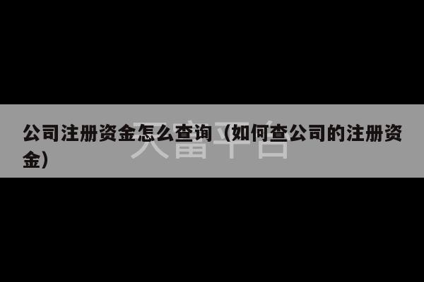 公司注册资金怎么查询（如何查公司的注册资金）-第1张图片-天富注册【会员登录平台】天富服装