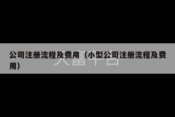 公司注册流程及费用（小型公司注册流程及费用）-第1张图片-天富注册【会员登录平台】天富服装