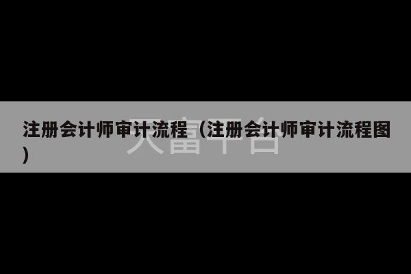注册会计师审计流程（注册会计师审计流程图）-第1张图片-天富注册【会员登录平台】天富服装