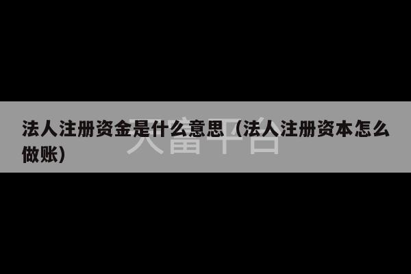 法人注册资金是什么意思（法人注册资本怎么做账）-第1张图片-天富注册【会员登录平台】天富服装