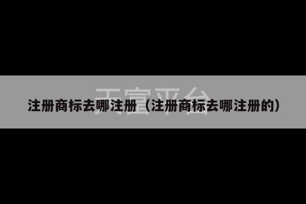 注册商标去哪注册（注册商标去哪注册的）-第1张图片-天富注册【会员登录平台】天富服装