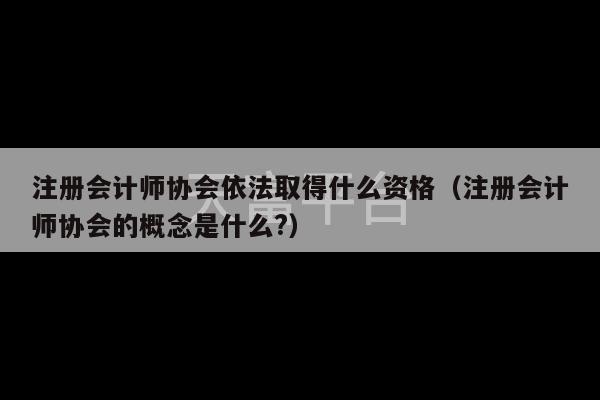 注册会计师协会依法取得什么资格（注册会计师协会的概念是什么?）-第1张图片-天富注册【会员登录平台】天富服装